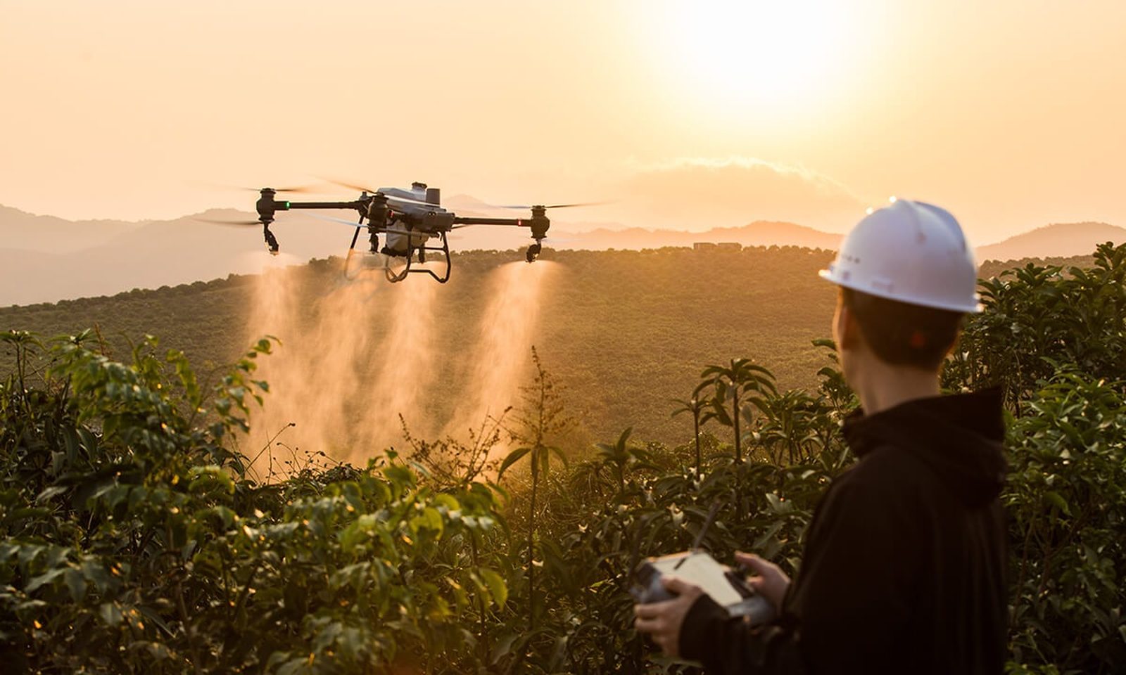 Professional drone operator working in the field